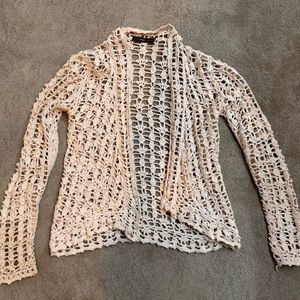 Vintage Lacey Beige Crochet Open Bolero Sweater Top Size xs/s
